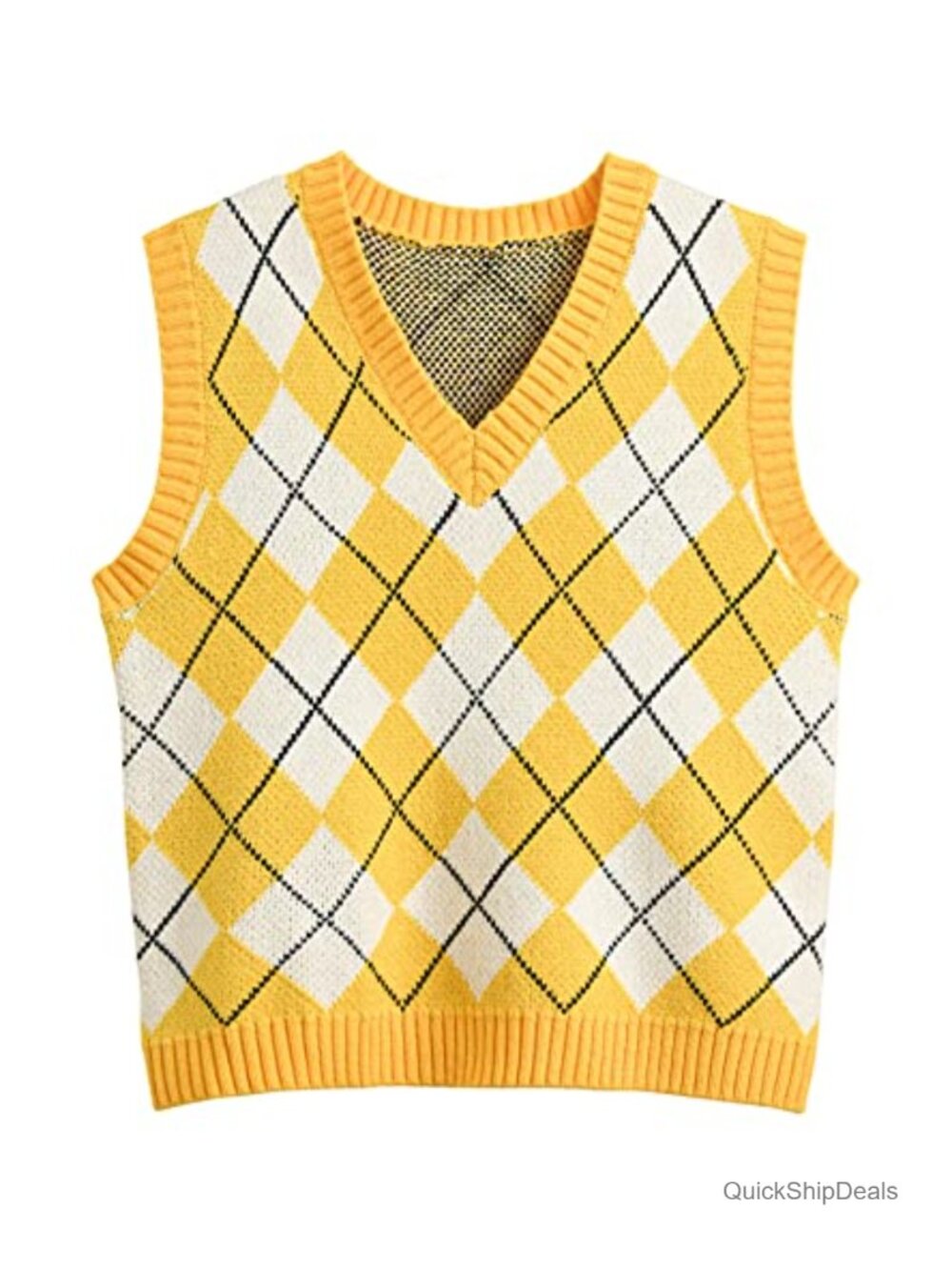 Womens Sleeveless Knitted Sweater Vest V-Neck Preppy Crop Tank Top